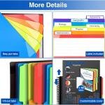 Forvencer 24 Pocket Project Organizer, 1/3-cut Tab Binder Organizer with Sticky Labels, Multi Pocket Folder with Zipper Pouch, Folder Binder Spiral Pocket Notebook, Office Supplies