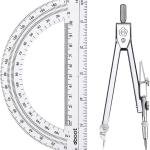 Drawing Compass and 6 Inch Protractor, Student Geometry Math Set