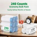 4 Gallon Drawstring Trash Bag | 240 Counts Bulk Pack | Leakproof Small Trash Bags | Unscented Small Garbage Bags | 15 Liter Mini Wastebasket can Liners for Bathroom Bedroom Office