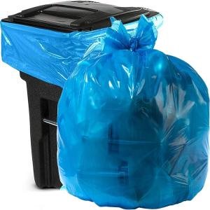 Aluf Plastics 95-96 Gallon Blue Trash Bags - (Pack of 32) - 2.0 MIL (Equivalent) - Garbage or Recycling Bags 32" x 29" x 68" - Large Plastic Can Liners - for Industrial, Home, Contractor, Recycling