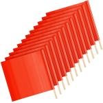 Kinlop 12 Pcs 18" x 18" Orange Safety Flags on a Stick Orange Traffic Warning Flag Vinyl Wide Oversize Lo Signs with 24'' Wooden Dowel for Trucks Trailer Pedestrian Crossings Construction Sites
