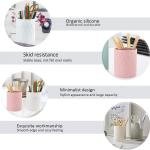 Pen Holder,Nordic Style Silicone Waterproof Pencil Holder for Desk Simple&Modern Minimalist Makeup Organizer Multifunctional Office Supplies for Home,Kids and School (Pink)