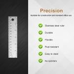 1pcs Cork Backed Wooden Metal Ruler, 5.91x1.26x0.04in Stainless Steel Metal Straight Edge Ruler with Cork Backing for School Architecture Home Measuring Supplies(Silver, Brown)