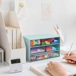 3 Tier Stackable Desk Organizer with 6 Drawers, YOCOMEY Plastic Desktop Storage Box Drawers, Detachable Makeup Storage Office Stationery Supplies Organizer for Office School(New Green)