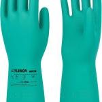 LANON 3 Pairs Nitrile Chemical Resistant Gloves, Reusable Heavy-Duty Rubber Gloves, Acid, Alkali & Oil Protection, Non-Slip, Large