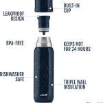 Ello Therma 32oz Insulated Stainless Steel Thermos for Hot & Cold Beverages with Leak Proof Lid & Built-in Cup, Triple Wall Insulation, Hot 24 Hrs, Perfect for Coffee,Tea, Dishwasher Safe, Blue
