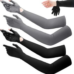 Yahenda 2 Pairs Women UV Long Sun Protection Gloves Touchscreen Arm Sun Driving Gloves UPF 50+ for Outdoor Sports Cycling