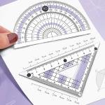 8 Pcs Purple Geometry Set Cute Compass Set with Maths Protractor Rulers, Math Set for Drawing Measuring Tools, Kawaii Ruler Kit for Class Women Girls School Supplies (Purple)