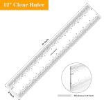 2 PCS 6"/12" Clear Acrylic Ruler Zero-Centering Ruler with Inches & Metric Measuring Tool 12" and 6" Inch Straight Edge Rulers for Scrapbooking Card-Making Student School Office Home Tool