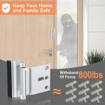 2 Pack Home Security Door Lock,Childproof Door Reinforcement Lock,with 3" Stop Withstand 800 lbs,for Inward Swing Doors,Night Kids Safety Metal Flip Lock Debolt Latch (Silver)