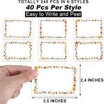 240 Pcs Fall Name Tag Stickers Thanksgiving Name Labels Autumn Pumpkin Maple Leaves Border Gift Tag for Fall Thanksgiving Home Office Party Guests Classroom Supplies, 3. 5 x 2. 4", 6 Styles