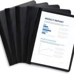 Blue Summit Supplies 25 Black Plastic Report Covers with Prongs, Black 3 Prong Clear Front Report Cover for Presentation, Document, and School Use, 0.42mm PP Plastic, Bulk 25 Pack