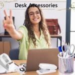 Office Supplies,Desk Accessories, Stapler and Tape Dispenser Set for Women with Stapler, Tape Dispenser, Staple Remover, Staples, Clips, Scissor and Tabs,Gift for Students, Coworkers