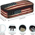American flag Pencil Case for Girls and Kids Cute Pen Box Pouch Large pencil bag with Double Zipper, Portable Pencil Pouch for School Office Supplies