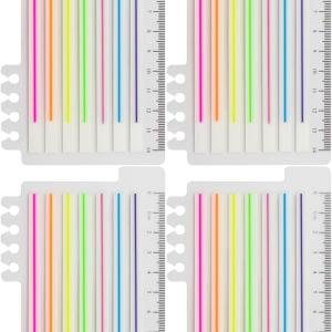 Lined Transparent Sticky Strips Assorted Colors, 0.235 x 5.5 Inch Long Highlighter Flag Tabs Index, Easy to Post, 4 Ruler Dispensers, 560 Pages Total