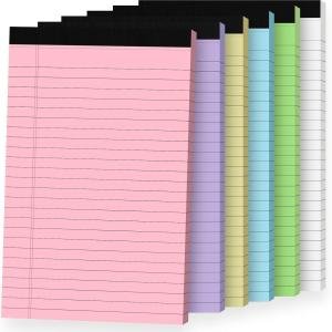 6pcs Small Note Ps, Color Noteps 5x8 College Ruled Notebook, Writing Ps 5 x 8, Legal Ps, Memo P Paper Perforate Narrow Ruled Notebooks for Work, School, Office Supplies,30 Sheets/Pack