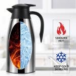 70 oz Thermal Coffee Carafe for keeping hot, Updated Carafe for hot liquid, Airpot Stainless Steel Thermos Urn Beverage Dispenser Vacuum Thermal Pot for Coffee, Hot Water,Keep Hot 12 Hour(silver)