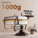4 Pans Gold 18/8 (304) Stainless Steel 4 Pack Chafing Dishes for Buffet 9QT Stackable Chafing Dish Buffet Set Food Warmer, Food Warmers for Parties Buffet Catering Events Dinners-RG404
