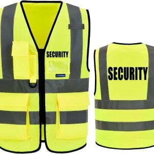 Reflective Security Safety Vests Heavy Duty with 7 Pockets and Front Zipper