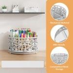 EKNITEY Rotating Mesh Desk Organizer - 4 Slots Cute Pen Pencil Holder Cdy for Office Art Supplies Home School Classroom White