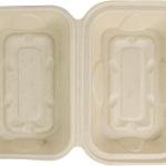 World Centric Compostable Fiber Hinged Hoagie Box 9x6x3 - Plant Fiber with no ded PFAS - 100 Pack