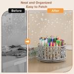 EKNITEY Pencil Pen Holder For Desk - Rotating Pencil Cup Organizer Cute Desktop Cdy with 4 Slots for Art Supplies School Home