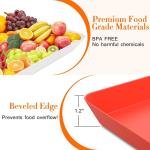 WOWBOX 4 pcs Serving Tray for Entertaining, Serving Platters for Snacks, Fruit, Cookies, Dessert, Reusable Plastic Trays for Serving Food, (White, Black, Green, Red)