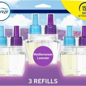 Febreze Plug in Air Fresheners, Mediterranean Lavender, Odor Eliminator for Strong Odors, Scented Oil Refill (3 Count)