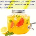 Glass Beverage Dispenser Cold Brew coffee Iced Tea Lemone Maker pitcher for fridge and Laundry Detergent Dispenser Mason Jar 2.5L Design with Leak-Proof Stainless Steel Spigot Filter Bag
