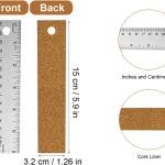 1pcs Cork Backed Wooden Metal Ruler, 5.91x1.26x0.04in Stainless Steel Metal Straight Edge Ruler with Cork Backing for School Architecture Home Measuring Supplies(Silver, Brown)