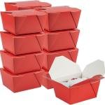 Restaurantware Bio Tek 30 Ounce Take Out Boxes 200 To Go Lunch Boxes - Tab-Lock Closure Heat-Tolerant Red Paper Disposable Lunch Boxes Greaseproof For Hot And Cold Foods