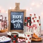 Sliner 100 Pcs Christmas Disposable Paper Cups 9 oz Hot Chocolate Cups Bulk Disposable Hot Cocoa Christmas Cups for Winter Xmas Festive Holiday Table Party Hot Drinks Supplies