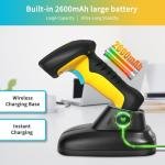 NETUM Upgred QR Industrial Bluetooth Barcode Scanner with Charging Dock, Wireless 2D 1D Bar Code Reer 2600mAh Drop Protection Shock Dust Proof Hands Free for Windows Mac Android iOS (NT-1200)