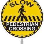Slow Pedestrian Crossing Sign 10" x 10" With 28" Long Metal Stakes Ro Crossing Pedestrian Signal Stand Aluminum Outdoor Use Yard Business Home