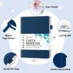 JUBTIC Check Registers for Personal Checkbook(7.5x10″), Large Accounting Ledger for Small Business,Check Register Book Transaction Registers to Track Income & Expense, Bank Account - Navy Blue