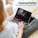 KDD Tablet Pillow Stand, Multi-Angle Viewing Ip Holder for Lap, Bed and Desk, Foldable Soft P Dock with Stylus Mount Compatible with Ip Pro 12.9, 10.5, 11, Air, Mini, Phones, Books, E-Reer