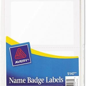 Avery 5147 Printable Self-hesive Name Bges, 2 1/3 x 3 3/8, White, 100/Pack