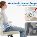 TRALT Ergonomic Office Chair - Desk Chair with justable Lumbar Support Computer Chair - Mesh Comfy Chair with Flip-up Armrests - Gaming Chairs for ults Home Office (Leather, Beige)