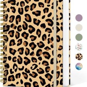 Lined Spiral Notebook Journal for Work, 300 Pages Thick B5 (7.1"x10") College Ruled Journal for Women & Writing, Hardcover Notebook for Note Taking, Perfect for Office Home School Supplies, Leopard