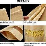 FireKylin 100 Pcs Paper Bags Resealable bags 3.5" x 5.5" Zipper Food Storage Bags, Stand Up, with Matte Window, Reusable, Sealable, for Packaging Products