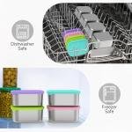 SOPHICO Stainless Steel 14 OZ Snack Containers for Kids，Food Storage Container with Silicone Lid - Perfect 304 Metal Toddler Lunch Box for Daycare and School, Leak Proof (MIX, 4 PACK)