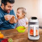 EVLA'S Baby Food Maker, Steamer, Blender, Baby Food Processor for Healthy Homeme Baby Food in Minutes, Touch Screen with 6 Reusable Food Pouches, Baby Registry Essential, White