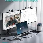 Baseus Laptop Docking Station Dual Monitor 4K@120Hz, 9 in 1 USB C Hub with 2 HDMI, 1000Mbps LAN, Max 85W PD, 3 USB, SD Card Reer, USB C Dock Compatible with iPhone 15/Mac/Dell/HP/Surface/Steam Deck