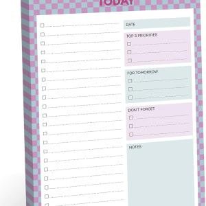 To Do List NoteP, Aesthetic To Do List Notebook for Work With 52 Sheet For Daily Tasks and Goal Setting, Undated Daily Planner Perfect for Office, Home and School Supplies - Lavender Checkered