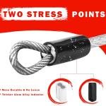 3mm Stainless Steel Security Cable 4/6/10/15FT Luggage Lock Safety Cable Wire Flexible Steel Cable Security Wire Rope with Double Loop (2 Pack), Black
