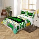 Green Garbage Truck Comforter Cover Powered Waste Management Recycling Truck Duvet Cover for Kids Boys Girls Car Room Decor Bedclothes Full Size (No Comforter)