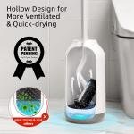 HAMITOR Toilet Bowl Brush Holder Set: Bathroom Deep Cleaning Toilet Cleaner Scrubber Under Rim with Curved Bristle for De Corner Clean - Hidden Rv Toilet Decorative Accessories with Cdy- White