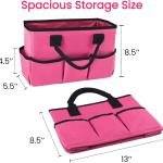 Godery Desktop Tote and Organizer, Teacher Helper cdy Bag for Arts, Books, Stationery, Office Desk Organization, Make-up Storage with Handles for Travel (PINK)