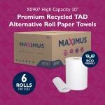 Maximus X0907 Recycled Paper Towels with Superior Absorbency, 10" Commercial Paper Towels Rolls Suitable for Office, Restaurant, and Healthcare Facilities, 6 Rolls Per Case
