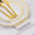 Goodluck 200-Pack Linen-Feel Disposable Guest Towels – Soft and Absorbent Paper Hand Towels for Bathroom or Kitchen – Elegant White Napkins with Gold Design for Parties, Weddings, Dinners Events